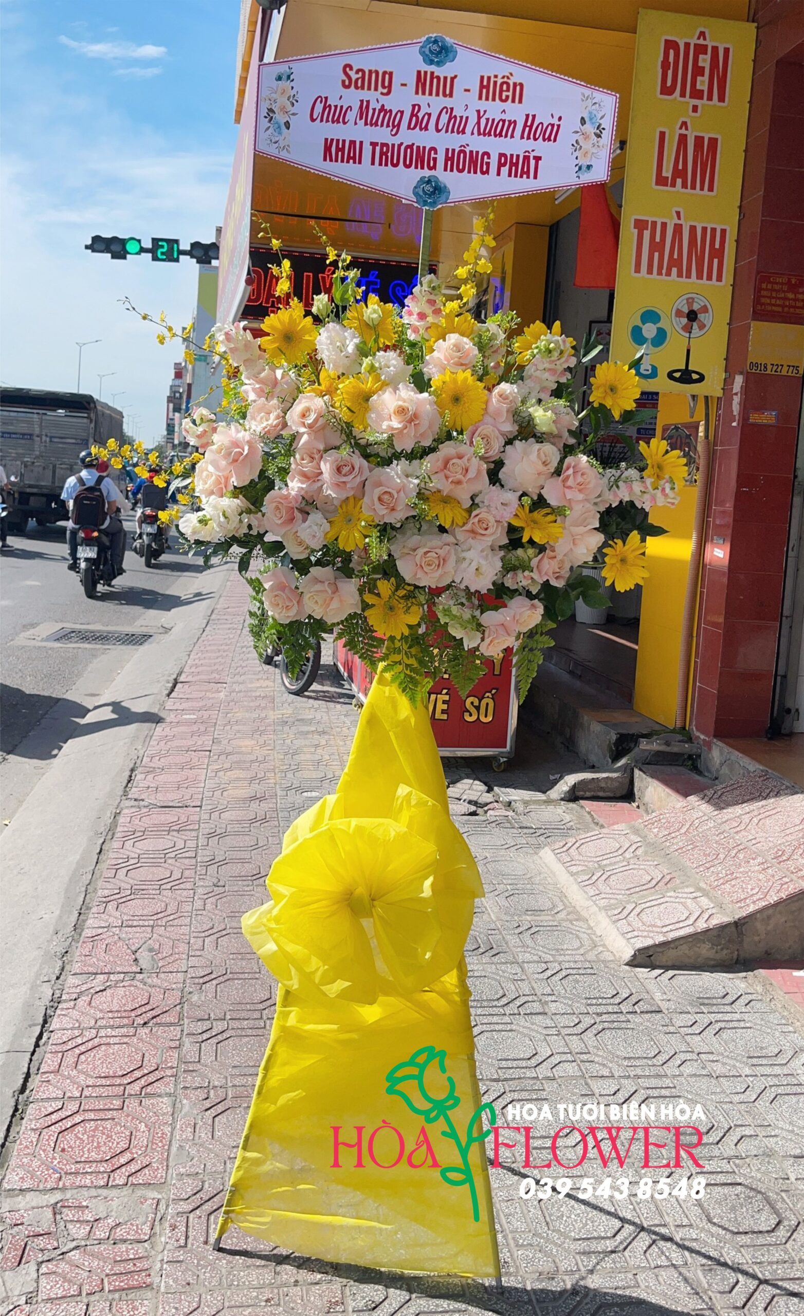 hoa tươi biên hòa, khánh hòa flower, kệ hoa khai trương, kệ hoa chúc mừng